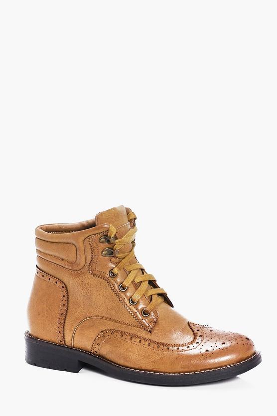 Brogued Lace Up Smart Boots